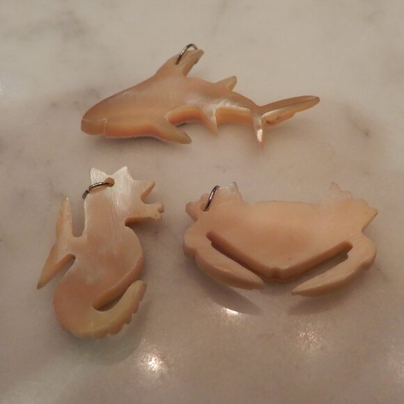 Hand Carved Shell Sea Creature Pendants - Picture 4 of 4